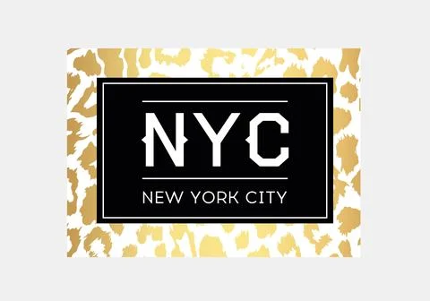 NYC slogan typography on leopard pattern background. Fashion t-shirt design.. Stock Illustration