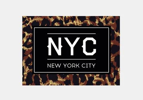NYC slogan typography on leopard pattern background. Fashion t-shirt design.. Stock Illustration