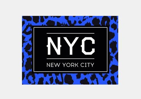 NYC slogan typography on leopard pattern background. Fashion t-shirt design.. Stock Illustration