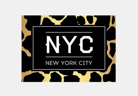 NYC slogan typography on leopard pattern background. Fashion t-shirt design Stock Illustration