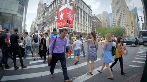 NYC Slow Motion Crowded 34th street Stock Footage 51745464