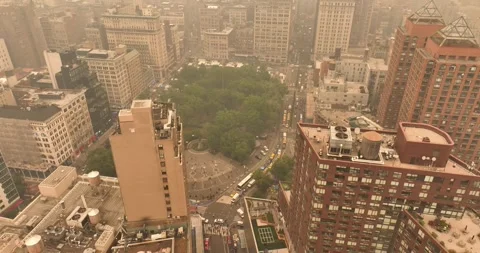 NYC Smoke From Canada Union Square Stock Footage 243233865