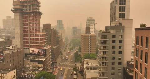 NYC Smoke From Canada Wildfire Stock Footage 243233291