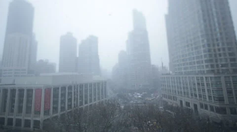 NYC Snow Skyline Stock Footage 60055921