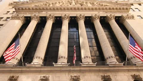 NYC Stock Exchange Wide Shot Head On Stock Footage