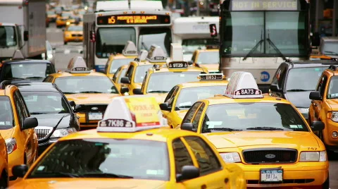 NYC street with traffic Stock Footage