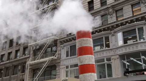 NYC Street Vent Steaming Stock Footage 35517464