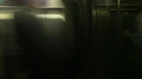 NYC Subway: Abstract Interior of Passing Cars Stock Footage 95233106