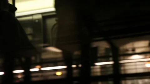 NYC Subway: Abstract Interior of Train Moving Through Tunnel Video stock 95226293
