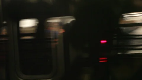 NYC Subway: Abstract Interior of Train Cars Passing Video stock 95226776