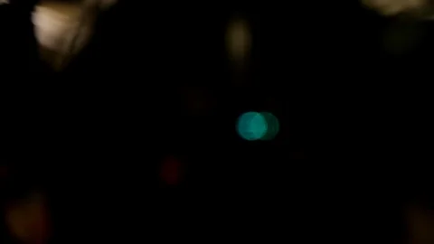 NYC Subway: Abstract of Train Moving Through Dark Tunnel with Lights Video stock 95476310