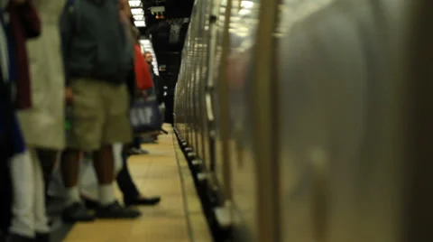 NYC Subway Arriving Stock Footage 32030874
