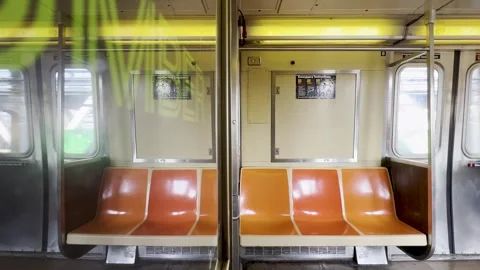 NYC Subway Car Interior Reflection (SDR/709) Stock Footage 245578964
