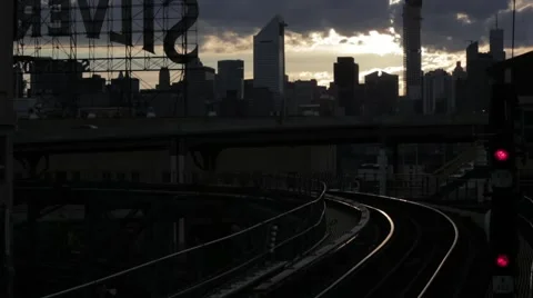 NYC subway train approaches Stock Footage 40521468