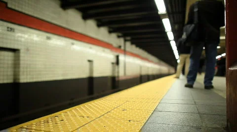NYC subway as a train arrives   Stock Footage 563261