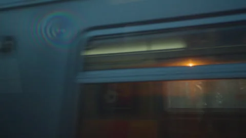 NYC Subway Train Passing at Sunset Stock Footage 341848790