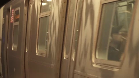 NYC subway train pulls into platform, waiting a train 4K 스톡 동영상 162908731