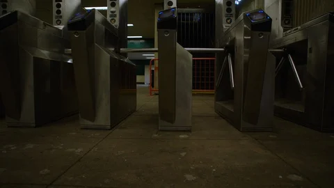 NYC Subway Turnstiles Stock Footage 129269844