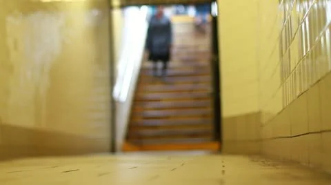 NYC Subway Walkway Stock Footage 12414349
