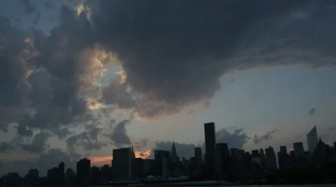 NYC Sun Setting at Dusk Stock Footage 60115959