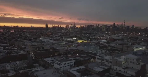Nyc sunset Aerial 2 Stock Footage 84129921
