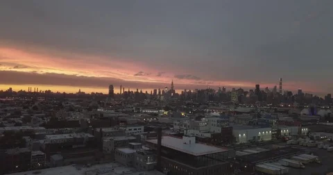 NYC sunset aerial 3 Stock Footage 84129927