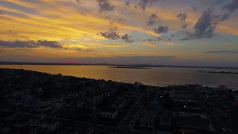 NYC Sunset - Aerial Stock Footage 80359343