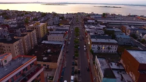 NYC Sunset - Aerial Stock Footage 80359344