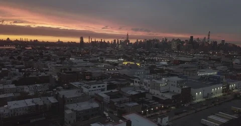 NYC sunset aerial Stock Footage 84129925