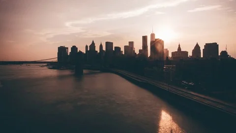 NYC Sunset Time Lapse from Williamsburg Bridge Stock Footage 70728195