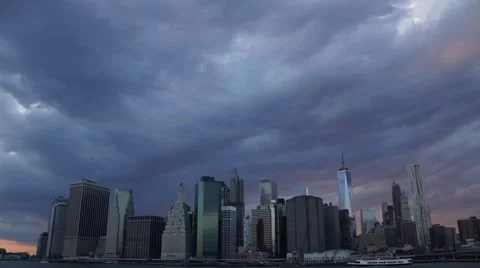 NYC Sunset Time Lapse of the World Trade Center and Downtown Manhattan Stock Footage 51819401