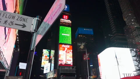 NYC Time Square Lights Slider Shot Cinematic Stock Footage
