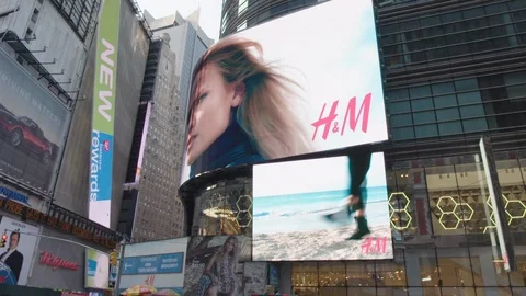 NYC Time Square Screens Tilt Down Stock Footage 106065357