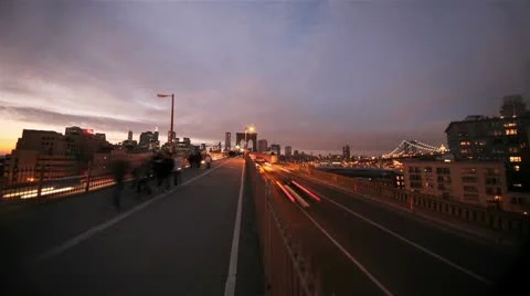 NYC Timelapse - brooklyn bridge night 04 Stock Footage 8996041
