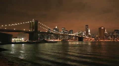 NYC Timelapse - brooklyn bridge night 07 Stock Footage 8996128