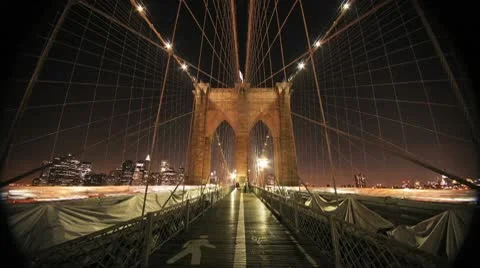NYC Timelapse - brooklyn bridge night 01 Stock Footage 8996258