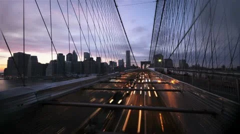 NYC Timelapse - brooklyn bridge night 03 Stock Footage 8996393