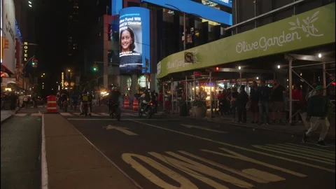 NYC Times Square Motorcycles Cruising the Streets Stock Footage 158123742