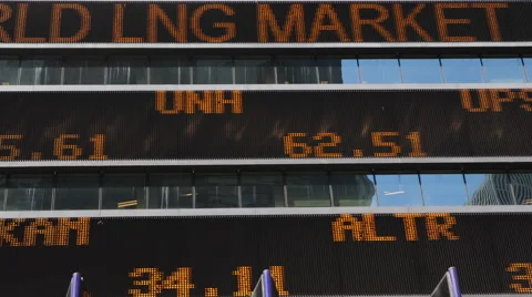 NYC Times Square Ticker Board Dow Jones Nasdaq Stock Exchange Billboard Display Stock Footage 41690171