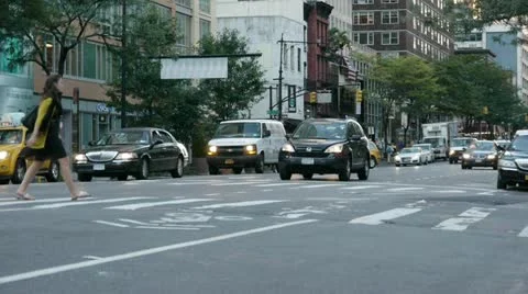 NYC Traffic E52 &amp; 2nd Av mid shot 50fps Stock Footage 21262163