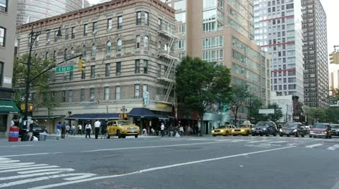 NYC Traffic E52 &amp; 2nd Av wide clip 50fps Stock Footage 21263867