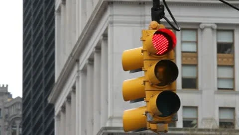 NYC Traffic Light Red to Green Stock Footage 9891089