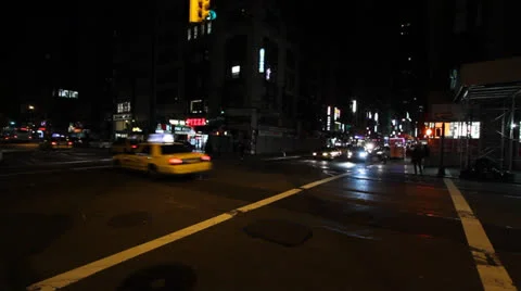NYC Traffic at Night Stock Footage 25938780