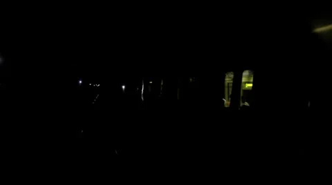 NYC TRAIN IN TUNNEL DARK Stock Footage 38015452