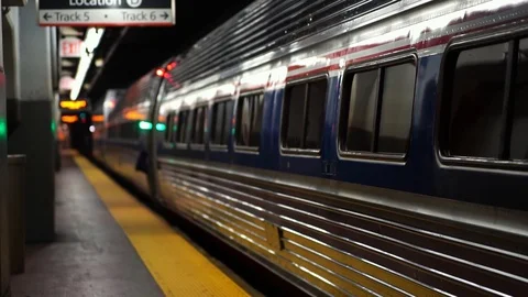 NYC transit train to depart to New Jersey. Concept of urban commuter lifestyle Stock Footage 117061355