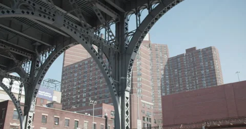 NYC - UNDER THE L TRAIN LINE Stock Footage 141197586