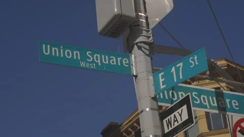NYC Union Square Intersection Signage Stock Footage 188589423