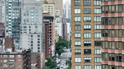 NYC Upper East Side Close Up Aerial Video stock 202050894