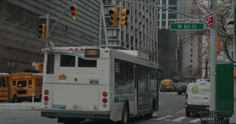 NYC Upper West Side Establishing Shot - Street Traffic (4K) Stock Footage 152727172
