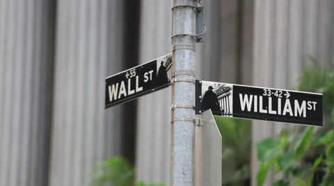 NYC - Wall St and William St signs Stock Footage 35046293
